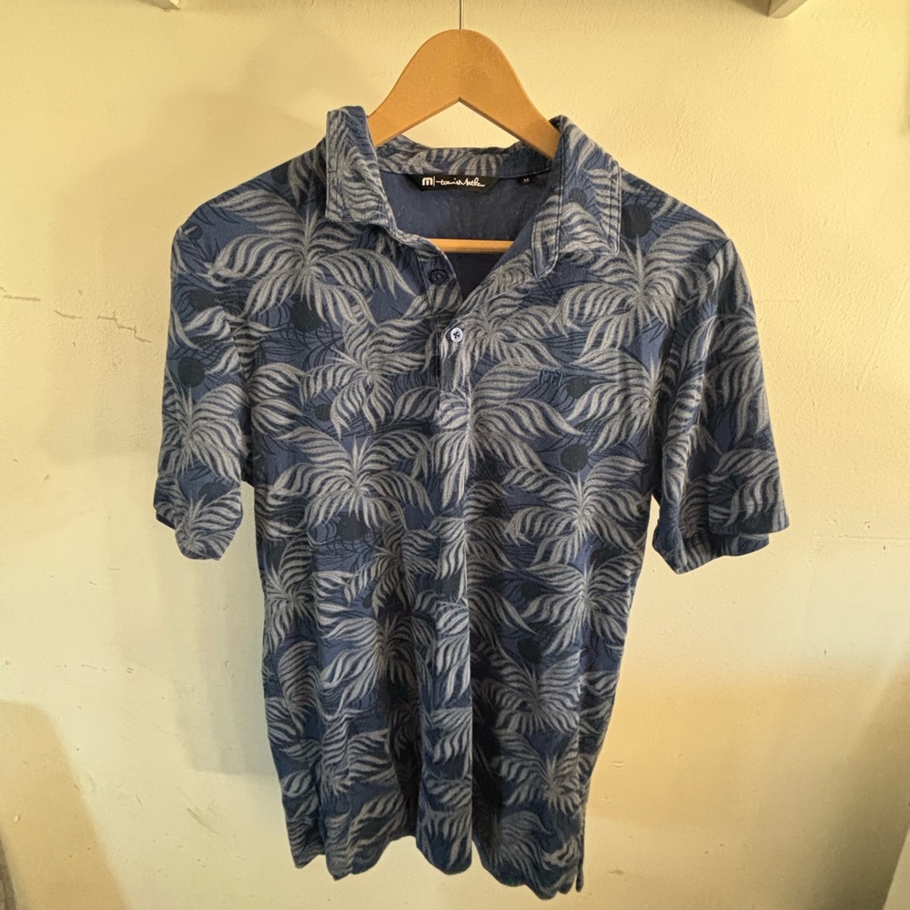 Travis Mathew Blue Leaf Polo Shirt